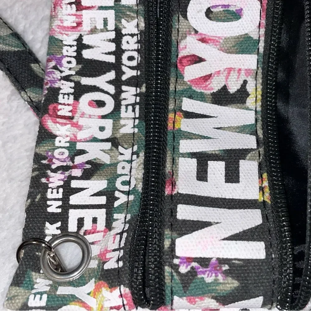 FLORAL "New York" Monogram Canvas Dual-Zipper Cross Body Bag - Picture 1 of 3